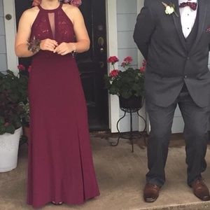 PROM DRESS Nightway Long Lace Halter Gown 6